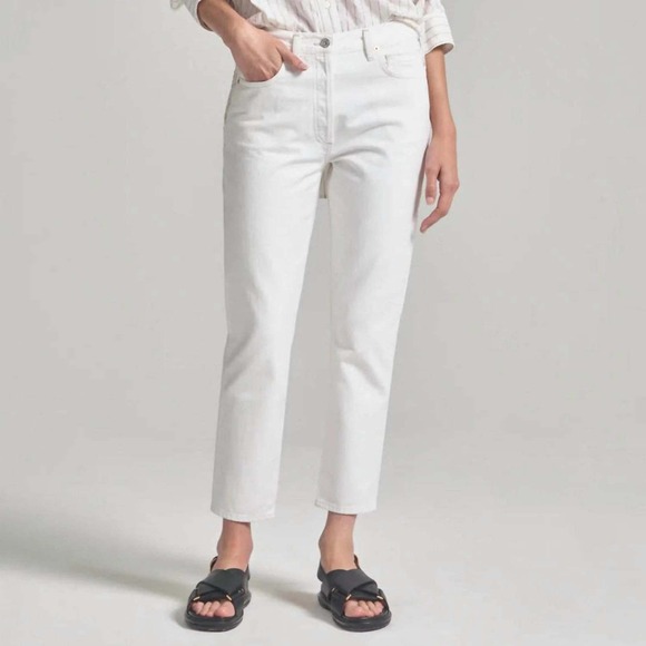 NWT Citizens of Humanity Charlotte High Rise Straight Leg White Jeans 33 School - Picture 1 of 13
